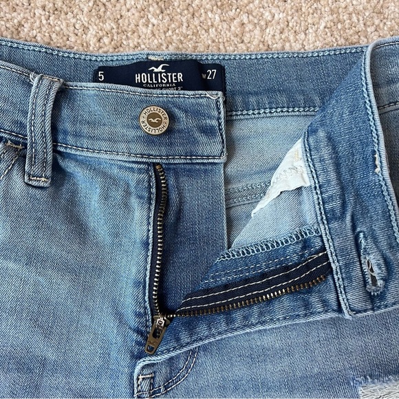 Hollister High Rise Short 3" Soft Stretch Distressed Jean Shorts Size 27 - Picture 3 of 9